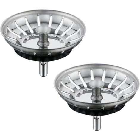 Lot de 2 crépines d'évier de cuisine - Bouchon de vidange d'évier de cuisine avec panier anti-obstruction - Bouchon d'évier de cuisine (1/3)