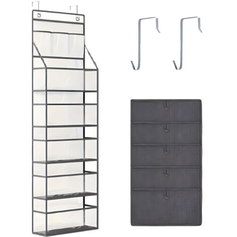 Sac de rangement suspendu - 5+3 PVC transparent,Pochette transparente à suspendre au mur, sac de rangement transparent pour articles divers en cuir avec cintre