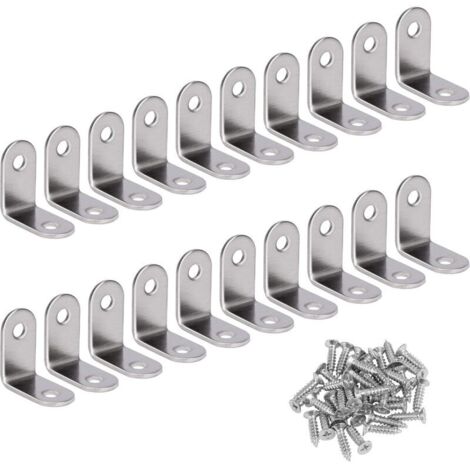 Angle Droit Support Inox 90 Degrés Support De Coin support d'angle en forme de L Fixation Équerre Livré Avec Vis Argent 20 Pièces 30 30 16mm (1/5)