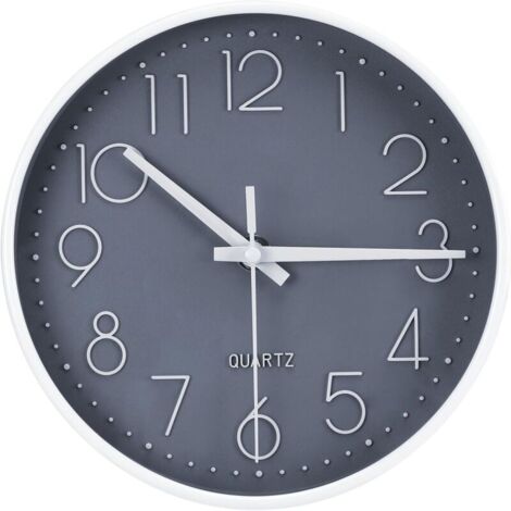 Horloge murale ronde silencieuse EXCITAT 20 cm - Convient aux bureaux, cuisines, salons, chambres d'enfants et écoles - Grise (1/5)