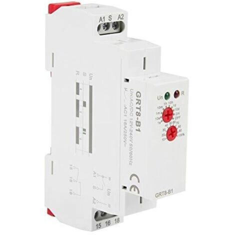 Relais à Retardement - GRT8-B1 AC/DC12-240V Relais Temporisé Multifonction, Mini Relais de Temporisation - M1 Montage sur Rail DIN 10 Fonctions Indicateurs LED pour Équipement Industriel (1/5)