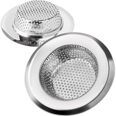 Filtre à Évier Cuisine Filtre de Vidange en Acier Inoxydable Drains d’Evier Durables Anti-colmatage Crépine Idéal pour Éviers de Maison Cuisine Bain Lavabo, 11.3cm de Diamètre 2 Pièces (1/5)