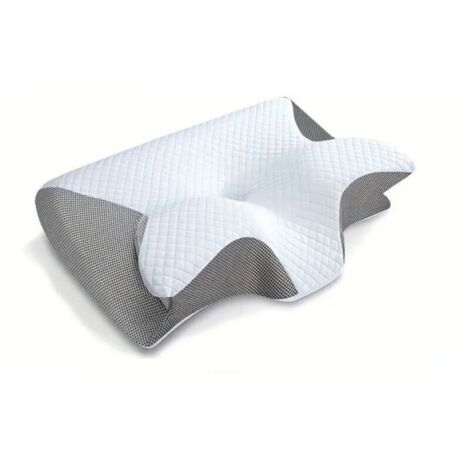 Oreiller Ergonomique Cervical, 2 en 1 Oreiller à Mémoire de Forme pour la Nuque, Coussin pour Dormir sur Le Côté et sur Le Dos, 62x37x12cm, Gris (1/5)