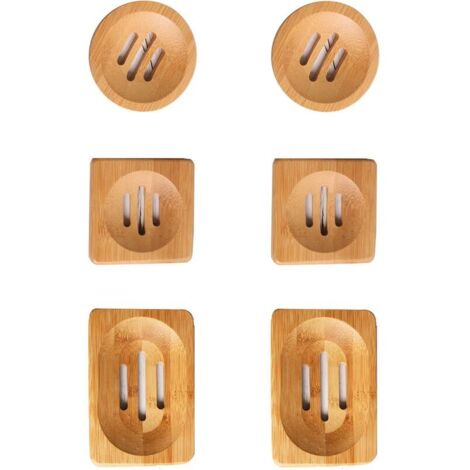 6 Pièces Porte-Savon en Bambou, Porte-Savon Fait Main, Boîte à Savon Fait Main en Bois, Convient pour Les Salles de Bain, pour Ranger Le Savon (1/5)