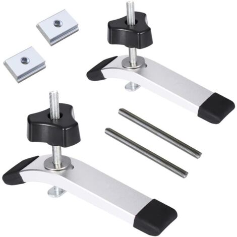 Lot de 2 Rail - Aluminium T-Track Clamp T Track Jeu de pinces de maintien à action rapide en métal, pour outil de travail du bois T-Slot (1/5)