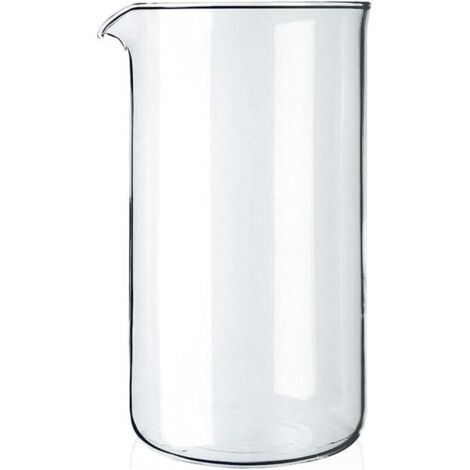 Verre à piston de rechange 8 tasses en verre borosilicate – Résistant jusqu'à 250°C – Diamètre 10 cm – Compatible cafetières 1L