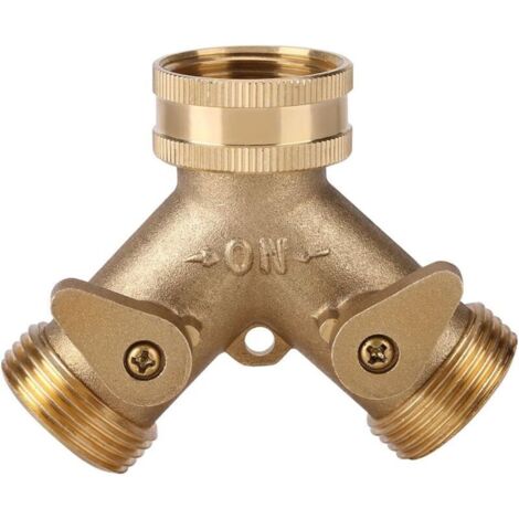3/4 Connecteur Robinet Y Forme Raccord Robinet Tuyau Adaptateur de Robinet 2 Voies en Laiton Tuyau Adaptateur Col de Cygne Tuyau D'arrosage Vanne Connecteur pour l'irrigation de Jardin en Plein air (1/5)