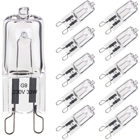 Lot de 10 Ampoule G9 33W Blanc Chaud, Halogène G9 Pour Four Tolérance de 300°C, G9 Ampoules Capsule Filament 420LM 230V (1/5)