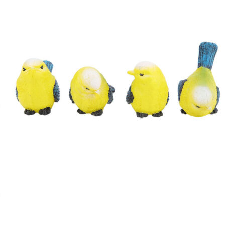 Ensemble de 4 statues de jardin en résine représentant des oiseaux, sculpture d'extérieur, décoration pour pelouse et jardin (1/5)