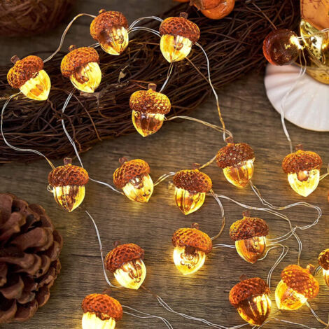 Guirlande lumineuse 3D en forme de glands pour Thanksgiving, décorations d'automne, décorations de récolte, 3 mètres, 30 LED, alimentation USB, convient aux couronnes de chambre et autres décorations