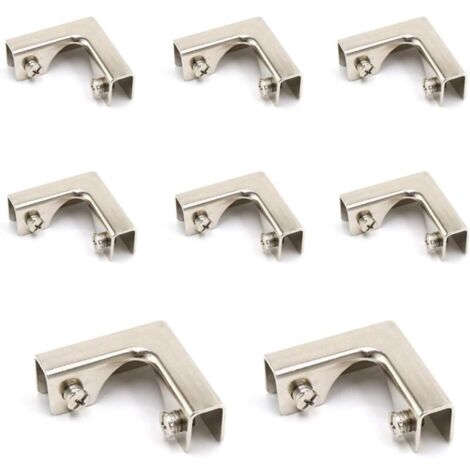 8 Pcs Pinces Verre en Métal,Bretelles de Coin, Alliage D'aluminium Supports de Verre pour le Réservoir de Poisson D'aquarium,Armoire, Adapté au Verre ou en Panneau D'épaisseur de 8-12mm (1/5)