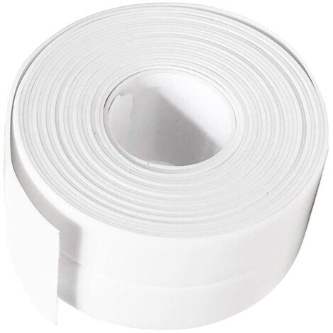 Joint Silicone Blanc Salle de Bain, Ruban d'étanchéité,Bande Etancheite Autocollanteétanche PE pour Baignoire,Douche,Toilettes,Cuisine,Evier,Sol,Mur,Coin de Protection-Blanc (1/5)