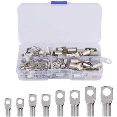 60 Pcs Cosses Électrique Trou Boulon En Cuivre Étamé Connecteurs Sc À Sertir/Souder Pour Câble De 6m㎡ 8m㎡ 10m㎡ 16m㎡ 25m㎡ (1/5)