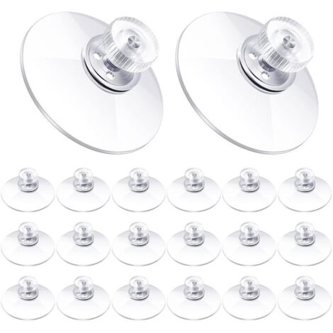 Ventouses en Plastique 40 mm Ventouse en PVC Transparent Support d'Aspiration Adhésif Puissant avec Écrou à Vis pour Tissu d'Ombre de Voiture Porte Verre Fenêtre Salle de Bain (20 Pièces) (1/5)