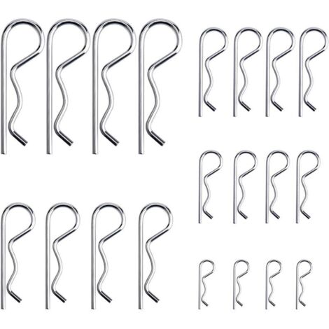 20 Pièces R Clips Goupilles de Retenue, Kit d'assortiment de Goupilles d'attelage à Goupille Fendue Robuste Plaqué Zinc pour Systèmes de Verrouillage de Camion de Remorquage, M1.2-M3.5 (1/5)