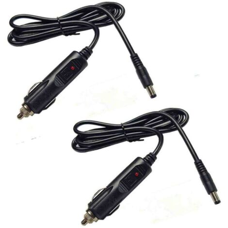 Câble de Prise Allume-Cigare DC 5,5 x 2,1 mm mâle vers DC 12 Câble d'alimentation Automatique pour Voitures, camions, Bus(1.5M,2pcs) (1/5)