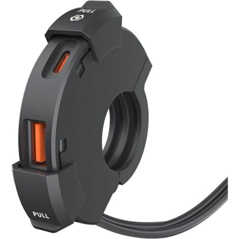 Chargeur USB pour Moto, 12V 18W QC3.0 USB et 30W PD Type-C Prise, Chargeur de Téléphone pour Moto D'étanchéité IP65, pour Motos DC 12V-24V, Vélos de Plage, ATVs