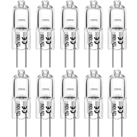 Ampoules halogènes G4 10W 12V T3 JC Type 2 broches de remplacement de base pour paysage sous armoire Puck Light Track Lighting Dimmable (10 Pack) (1/4)
