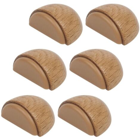 Lot de 6 Butée de Portes - Arrêt de Porte Adhesive en Bois pour Sol et Parquet – Stop Porte Adhésif - Butoir de Porte (Chêne Natur (1/5)