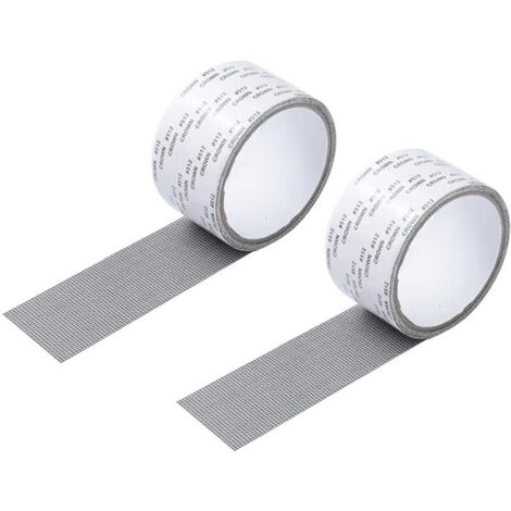 Réparation Fenêtres Ruban Adhésif Kit de Réparation de Patch D'écran Ruban Adhésif en Fibre de Verre Ruban Adhésif Réparation de Porte pour Porte Moustiquaire Déchirures Trous Kit de Réparation,2Pcs(N (1/5)