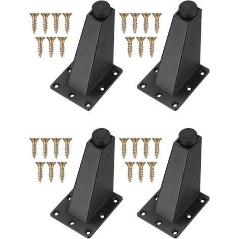 4 Pièces Pieds Réglables Meubles Jambes Cuisine Jambes Worktop Bar TV Bureau Table Jambes, Pieds Meubles Alliage d'Aluminium, pour Canapé Table Armoires éTagèRes, Facile à Installer,contient vis,Noir (1/5)