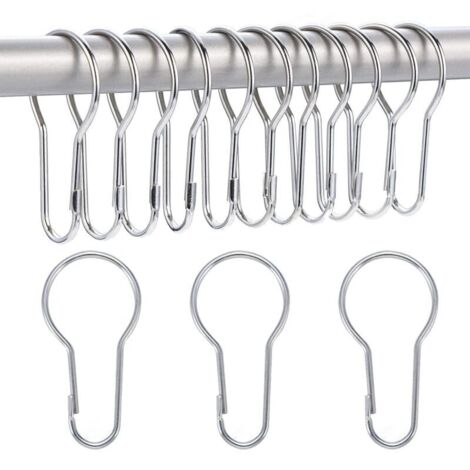 Lot de 40 anneaux de rideau de douche en métal robuste – Crochets de suspension pour tringles standard – Installation facile sans outils (1/5)