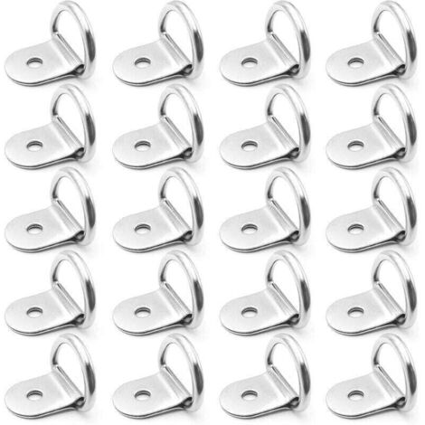 Anneaux D'arrimage INOX 20 Pièces Anneaux D'arrimage en D Ancrage Anneaux Arrimage pour Remorques Machinerie Lourde Outils Électriques Camping 36x25mm Argent (1/5)