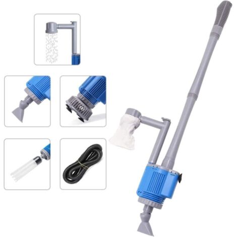 Nettoyeur électrique pour Aquarium, avec changeur d'eau Laveur de Sable Nettoyage des débris Filtre à Eau Douche à Eau débit d'eau 5 en 1 Kit de Nettoyage de Gravier Multifonction,20W,220V (Electric c