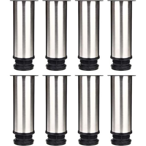Selected Lot de 8 Pieds de Meubles, Pied Cuisine Réglables Ø 50 mm/Hauteur 150 mm Ronds Métal Acier Inoxydable Canapé Jambe Table Pieds (1/5)