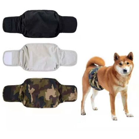 Couche Chien Male Lavable (Lot de 3) - Bandes réutilisables pour Chiens (L,convient aux chiens mâles avec un tour de taille de 50 à 62) (1/5)