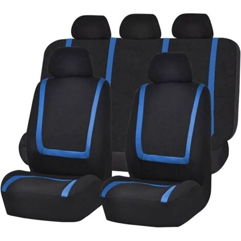 9 Pièces Set Complet Housses De Siège Voiture, Housses Siège Avant Et Arrière Voiture Universelles(Bleu) (1/4)