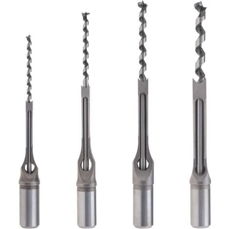 4pcs Kit de Forets à Trou Carré pour Travail du Bois, Ensemble de Ciseaux à Mortaiser en Bois 6,4mm / 8mm / 9,5mm / 12,7mm pour Charpenterie Construction Décoration Industrie (1/5)