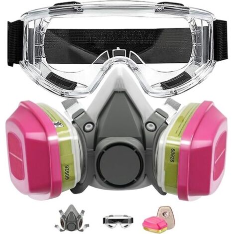 Masque de Protection Respiratoire avec Filtres et Lunettes, Masque Anti Poussiere Réutilisable, Masque a Gaz Chimique pour Peinture, Vapeurs Organiques, Soudage, Polissage, Spruzzatura e Altri Lavori (1/5)