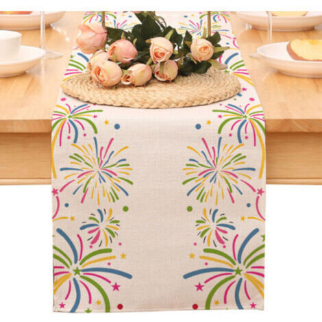 Chemin de table « Bonne année », nappe noire et or à pois et étoiles, décoration pour la maison et la cuisine, ambiance champêtre, linge de table en toile de jute pour les fêtes d'hiver 2026 (1/5)