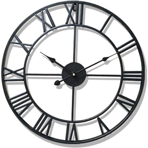 Horloge de jardin extérieure étanche – Métal noir – Numérique – Résistante aux intempéries – Installation facile sur mur