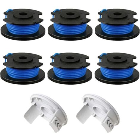 Bobine de Fil de Rechange pour débroussailleuse Ryobi One+ AC14RL3A 18 V, 24 V, 40 V, Bobine de Rechange pour Coupe-Bordure de Ligne 1.65 mm, 11ft pour débroussailleuse (6 Spool + 2 Cap) (1/5)