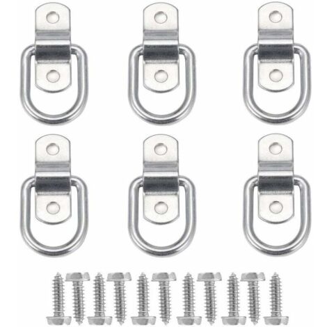 6Pcs D Anneau D'arrimage Anneau d'ancrage de Charge Ancrage de Remorque Anneau D'arrimage Forgé avec 12 Pièces Vis pour Sécuriser la Charge dans Le Camion Remorque