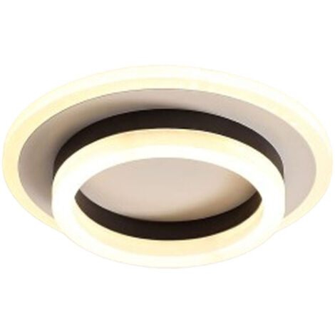 Plafonnier LED rond, design moderne, 20W, en acrylique et métal, température de couleur 3000K, convient aux salles de bains, chambres, cuisines, salons, salles à manger et bureaux (disponible en noir (1/5)