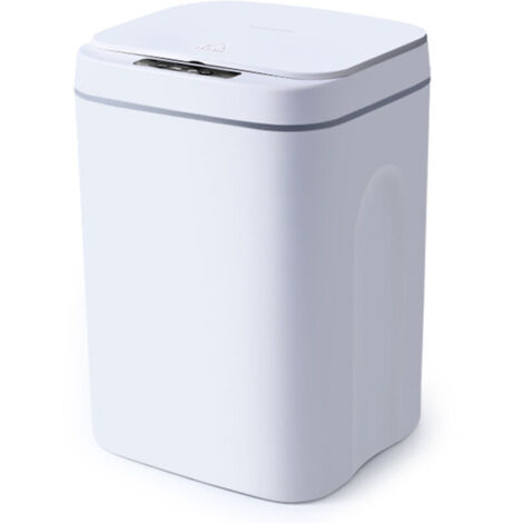 Poubelle automatique 16L – Détecteur infrarouge – Ouverture sans contact en 0,3 seconde – Conception étanche pour espaces humides – Blanc (1/5)
