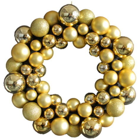 Couronne de boules de Noël décoratives, couronne de boules lumineuses patchwork colorées, dorée, décoration d'automne, convient pour la porte d'entrée (1(une couronne) (1/5)
