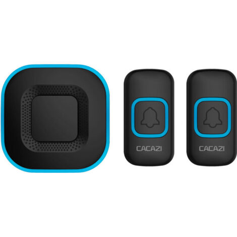 Sonnette sans Fil, Kit De Carillon De Porte sans Fil Étanche, Portée De 1000 Pieds, 38 Mélodies, 4 Niveaux De Volume avec Flash LED, 2 Boutons Poussoirs 1 Récepteur,Noir (1/5)