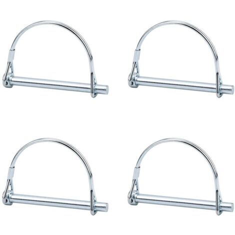 4pcs Axe de verrouillage de broche de coupleur de sécurité, 1/4 pouce de verrouillage de prise de force avec fil de retenue rond pour jardin de pelouse de remorques de ferme (1/5)