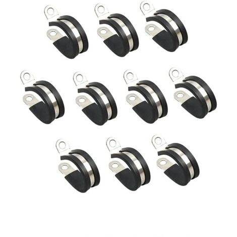 10 pcs câble Pince,Ø 30mm Tuyau de métal Pince Colliers de serrage avec insert serrage pour câble collier de serrage en métal pinces en P pour la fixation de câbles, conduits et tubes (1/5)