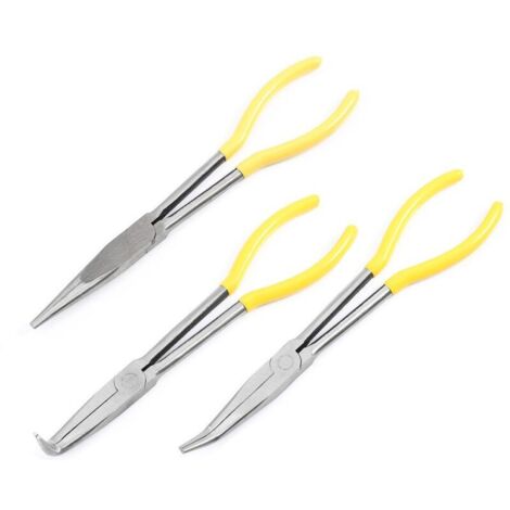 3pcs Pinces à Bec Long en Acier au Carbone Pinces Extra Longues avec Pointe Droite Coudée Pour Électriciens Craft Outil Set (1/5)