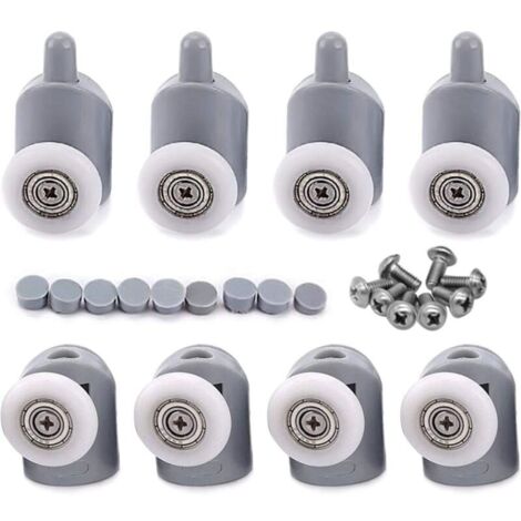 8x Galet ajustables Dual Rouleau Roulette Roue Porte Douche Salle de Bain 25mm (1/5)
