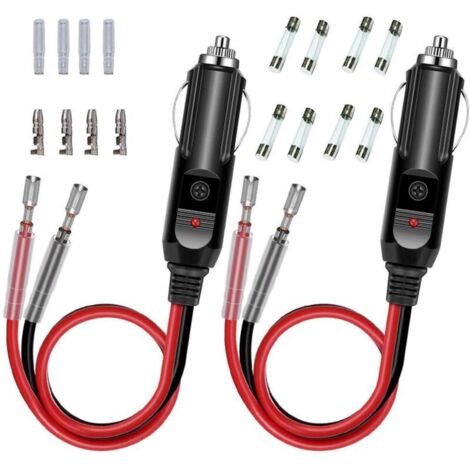 2 Pcs Adaptateur Mâle pour Allume-Cigare avec Câble d'alimentation 16 AWG 12V/24V Universel, pour onduleur de Voiture, Pompe à air, Tasse électrique (1/5)