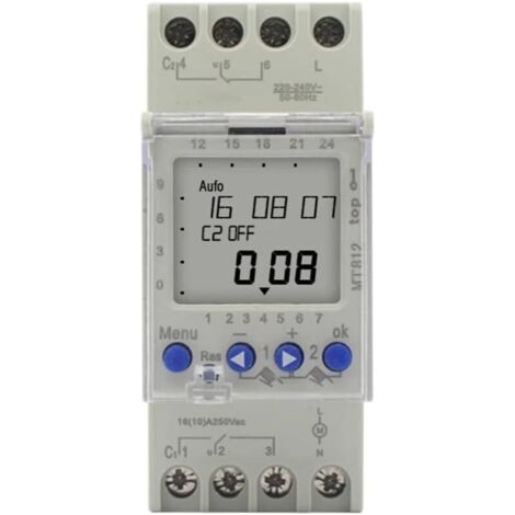 Minuterie double canal AHC822, Horloge Modulaire 220V, 7 jours, 24 heures, Programmateur Piscine Programmable, interrupteur numérique électronique LCD, horloge numérique