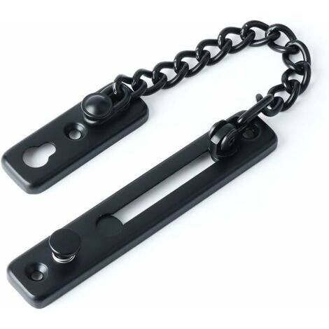 Chaîne de Porte de Sécurité Limiteur de Porte Étroit Verrou de Porte Anti-Vol à Ressort avec Vis pour Porte Interne à Domicile, Finition Noire Matte en Acier Inoxydable (1/5)