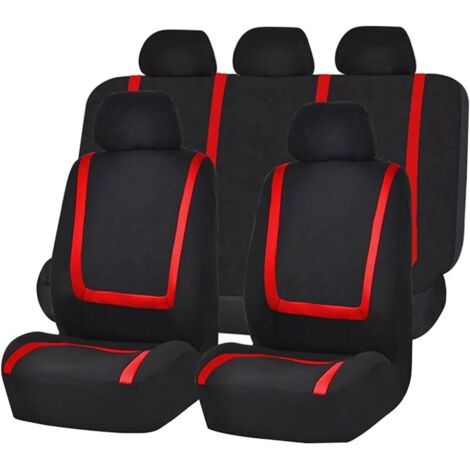 9 Pièces Set Complet Housses De Siège Voiture, Housses Siège Avant Et Arrière Voiture Universelles(Rouge)