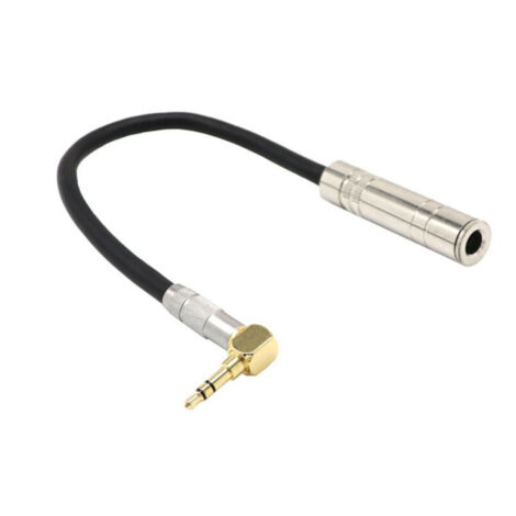 Câble Audio 3,5mm à 6,35mm Prise Mâle 3,5mm à Angle Droit vers Prise Femelle 6,35mm Connecteur Adaptateur Audio Stéréo 1/8" Mâle vers 1/4" Femelle 30cm (1/5)